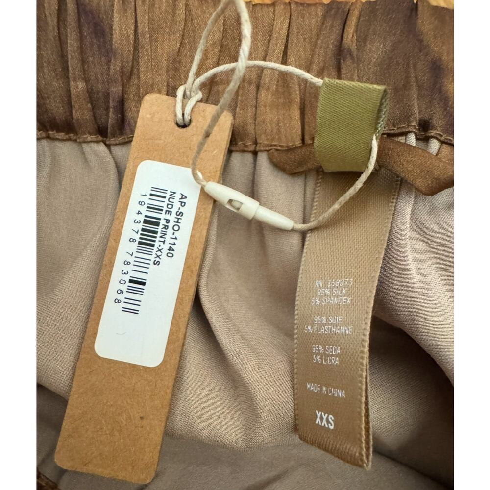 Skims SIZE XXS Nude Print Brown Silk Sleep Shorts Satin PJ Pants Sleepwear - Picture 3 of 7